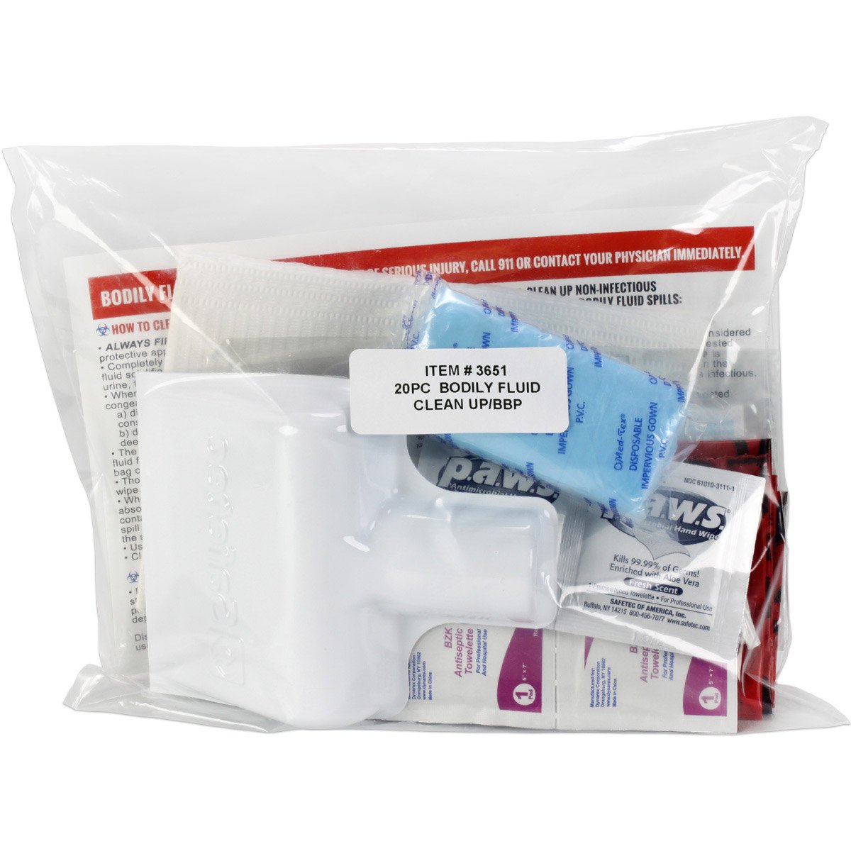 22 Piece Bodily Fluid Clean Up Pack - BBP Spill Kit - Image 2