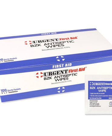 BZK Antiseptic Towelettes, 100 Per Box, Urgent First Aid, URG-602
