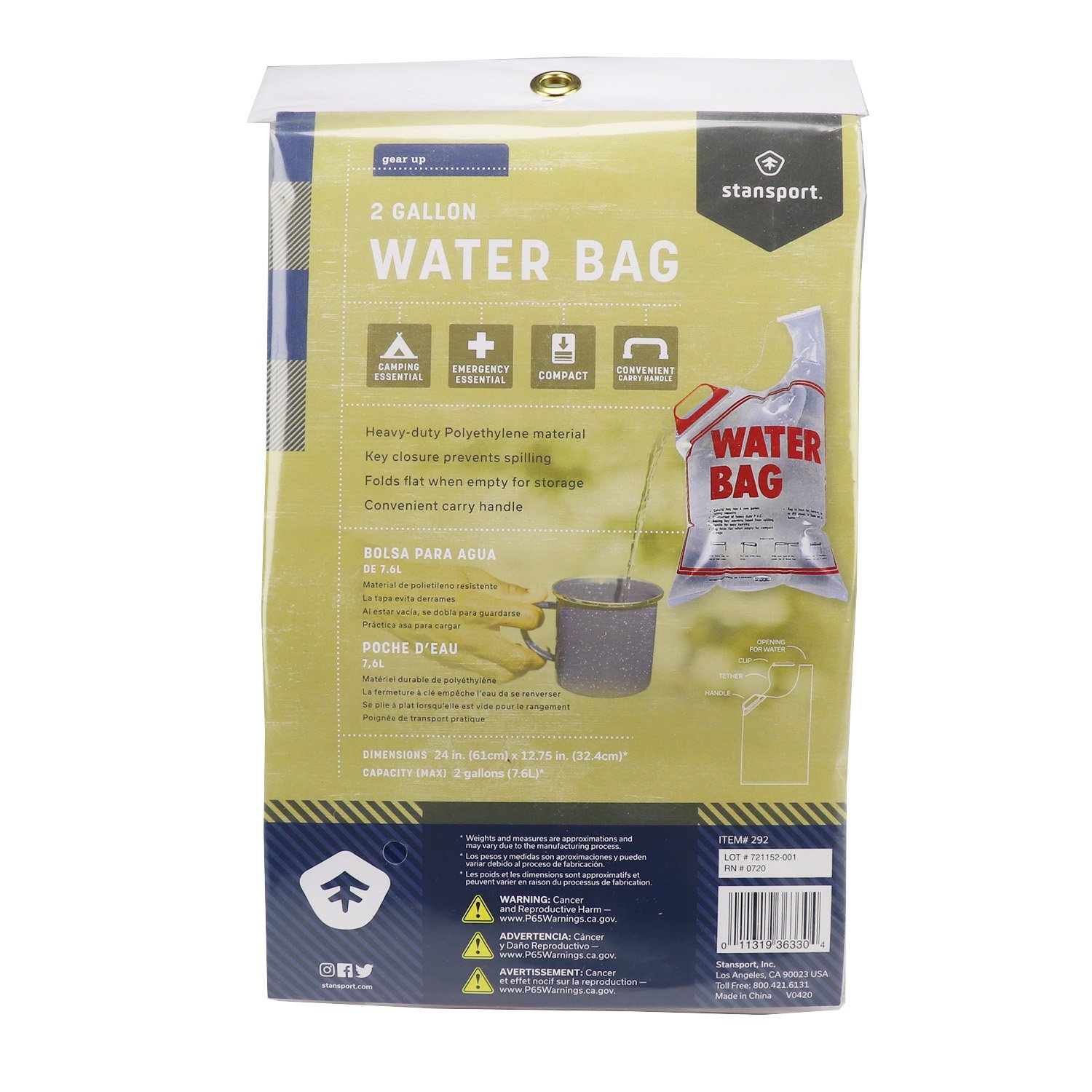 2-Gallon Emergency Water Bag - Heavy Duty PVC Water Storage - Image 2