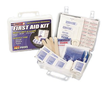 107 Piece Deluxe First Aid Kit with Cold Pack and Guide